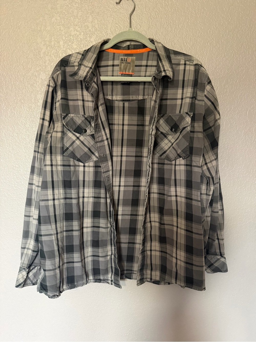 5.11 Tactical Men’s Black and Gray Plaid Button-Down Shirt